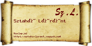 Sztahó Lóránt névjegykártya